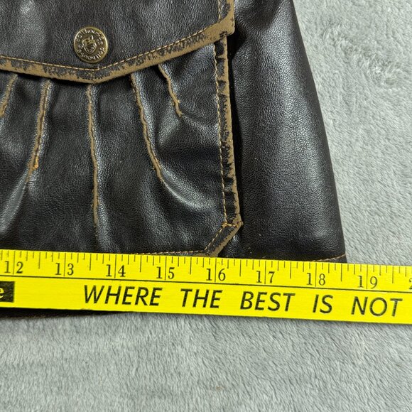 Dollhouse Distressed Moto Utility Belted Faux Leather Jacket Women’s M Brown - Picture 14 of 16